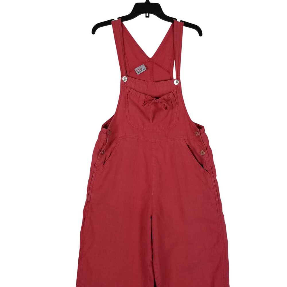 Two Star Dog Overalls Womens S Red Hemp Lace Trim Cropped Wide Leg Boho TSD USA